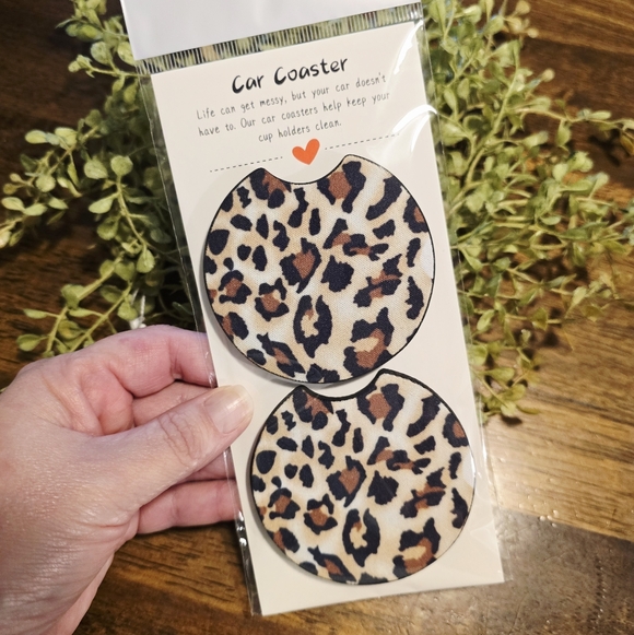 Handmade Accessories - Leopard Print Car Coasters